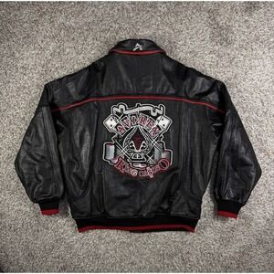 Vintage 90s Avirex King Casino All Leather Stadium Bomber  Jacket Men's Size 3XL